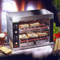 Toasters are ideal for heating up pizzas, sandwiches and ready-cooked food, for cooking hamburgers, rolls etc.