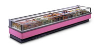 LIMA offers the excellent presentation of goods even in small-sized sales outlets. Available in the version with normal temperature (for meat and chicken) and in the low temperature version (for ice creams and frozen foods).
